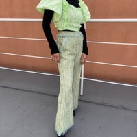 Tweed fringe Wide pants