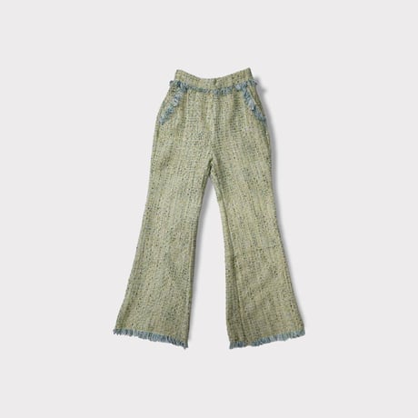 Tweed fringe Wide pants