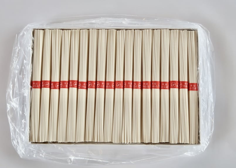 超徳！18kg180束入り2個送料無料！お姫さまマーク手延そうめん 手延べそうめん 18束(1段) | 西山麺業