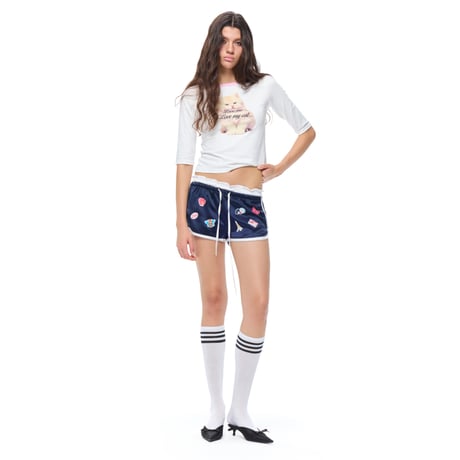 PURE LOVE STICKER SATIN SHORTS