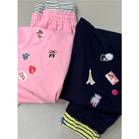 PURE LOVE STICKER LAYERED SWEATPANTS PINK