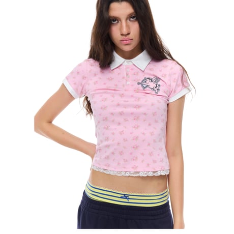 PURE LOVE PIGLET LACE POLO PINK