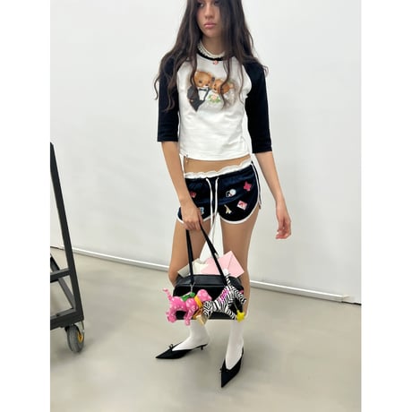 PURE LOVE BEAR RAGLAN TEE BLACK