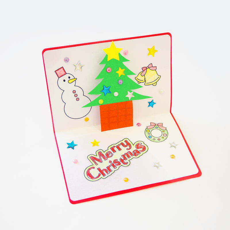 工作キット】 飛び出す! 手づくりクリスマスカード キット 10個