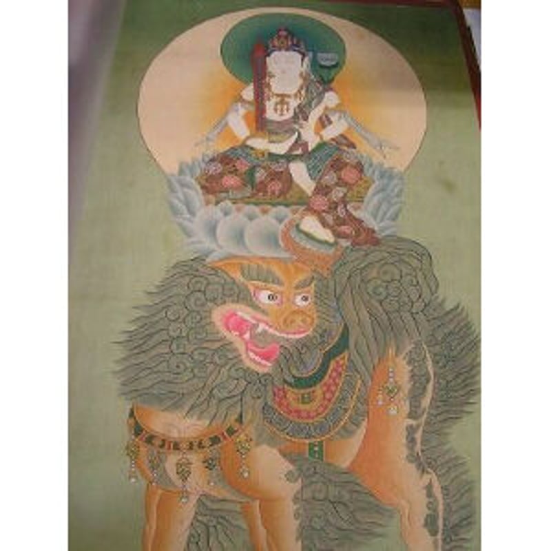 手描き肉筆画 文殊菩薩 マンジュシュリー 文殊師利 タンカ 曼荼羅 67×52 手描き肉筆画 文殊菩薩 マンジュシュリー 文殊師利 タンカ