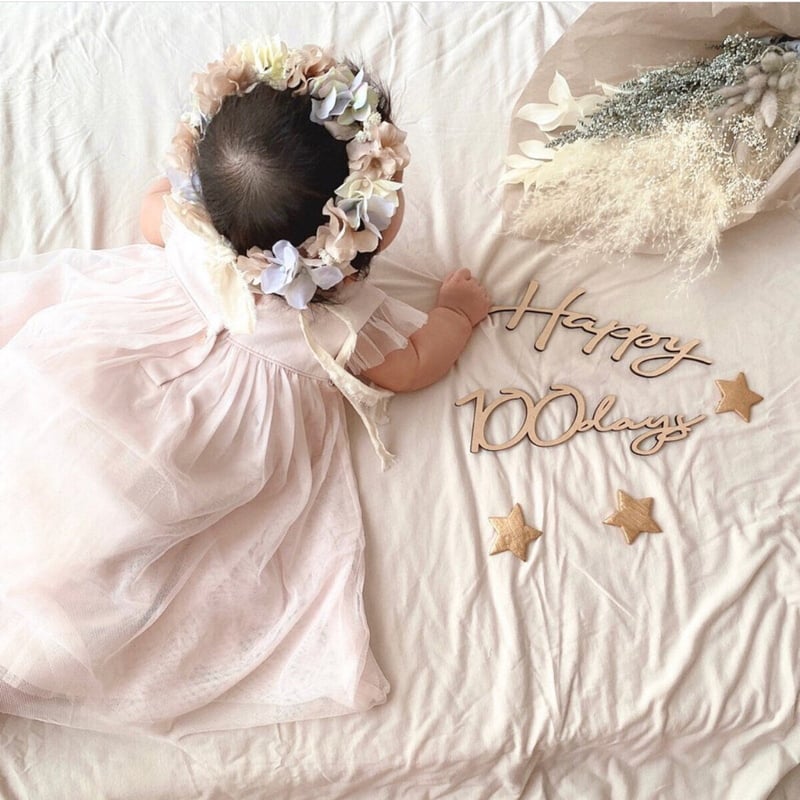 木製ガーランド お食い初め レターバナー Happy 100days | woodcraft