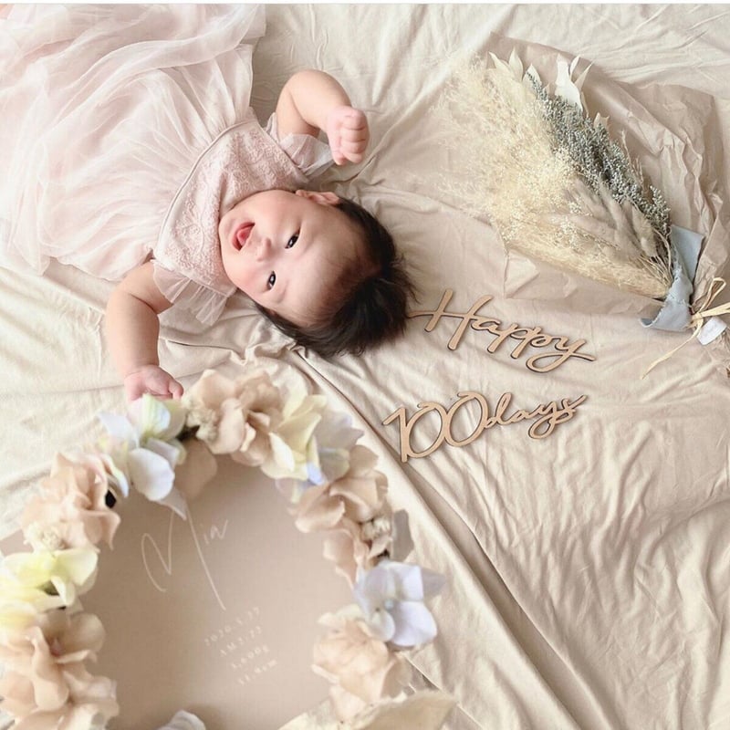 木製ガーランド お食い初め レターバナー Happy 100days | woodcraft