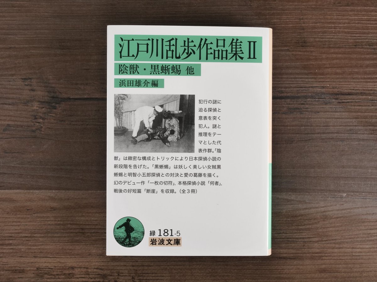 陰獣・黒蜥蜴、他（岩波文庫）江戸川乱歩　古書店うみつばめ　江戸川乱歩作品集　II