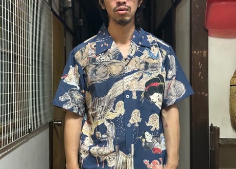即納！SALE！『稲生物怪録』アロハシャツ　紺色