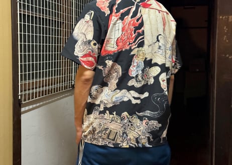 即納！SALE！『稲生物怪録』アロハシャツ　黒色