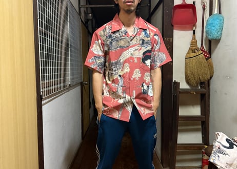 即納！SALE！『稲生物怪録』アロハシャツ　朱色