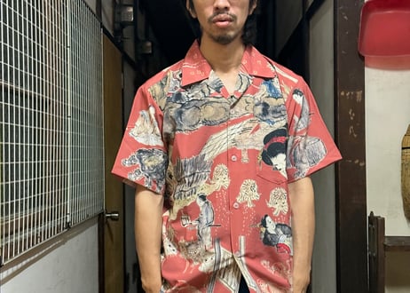 即納！SALE！『稲生物怪録』アロハシャツ　朱色