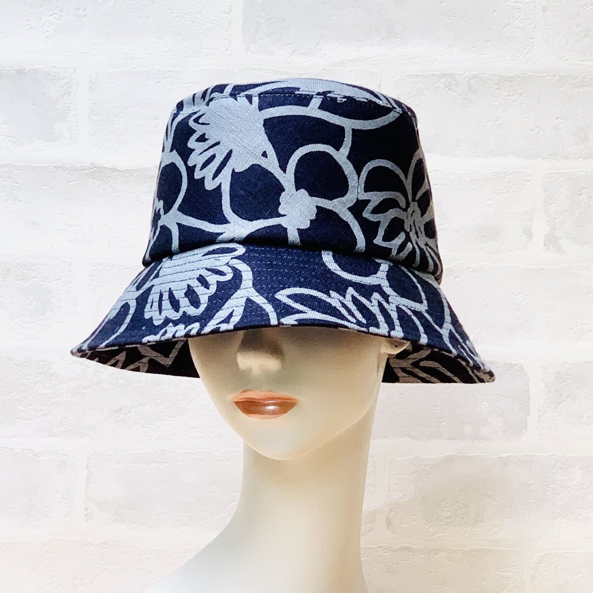 CA4LA バケットハット アトリエメイド ボタニカルバケットハット/紺×サックスブルー | atelier Blousey