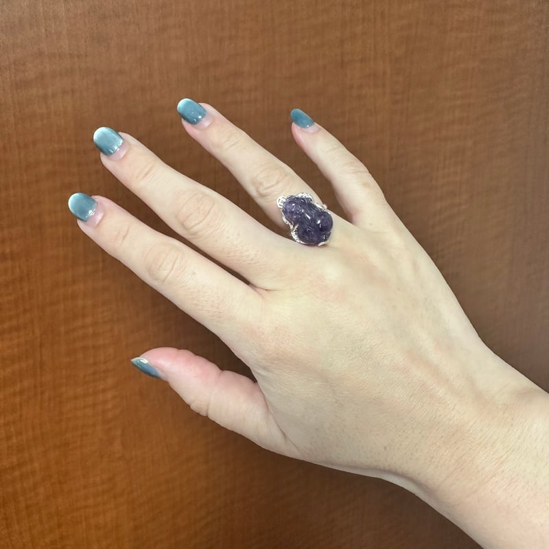 高品質アメジスト　貔貅　ひきゅう　天然石 アメジスト貔貅（ひきゅう）リング｜天然石×金運のお守り