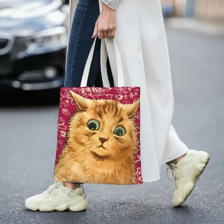 【大人のためのアート雑貨】ルイス・ウェインの猫トートバッグ｜街で映えるアートな猫〈ピンクver.〉