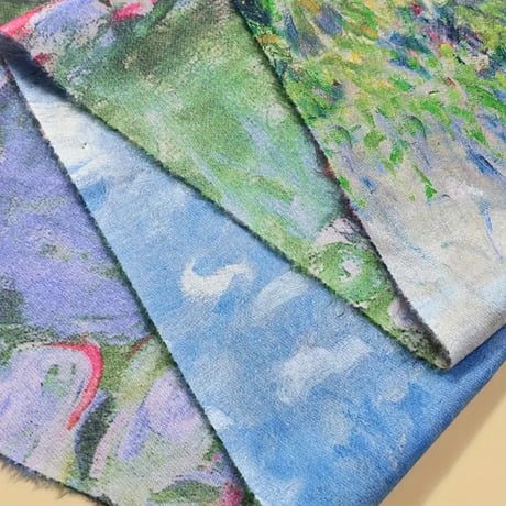モネの両面柄ストール カシミヤ風マフラー/《睡蓮》《日傘をさす女性》/世界の名画