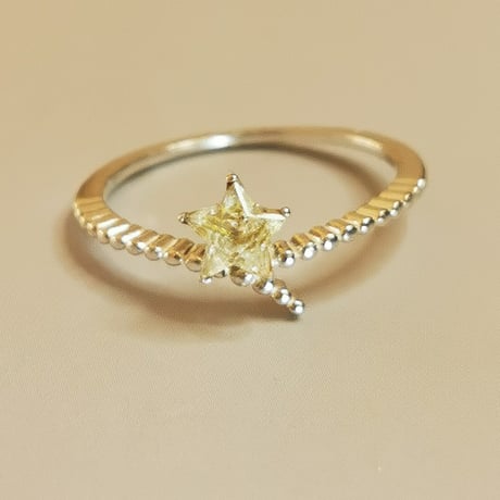 星水晶のデザインリング/星カット水晶