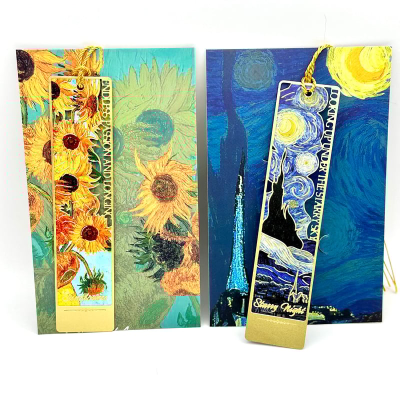 大人のためのアート文具】選べるゴッホしおり｜《ひまわり》or《星月夜