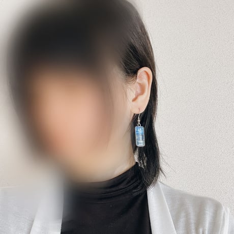 【受注生産】ゴッホのスクエアピアス「ローヌ川の星月夜」