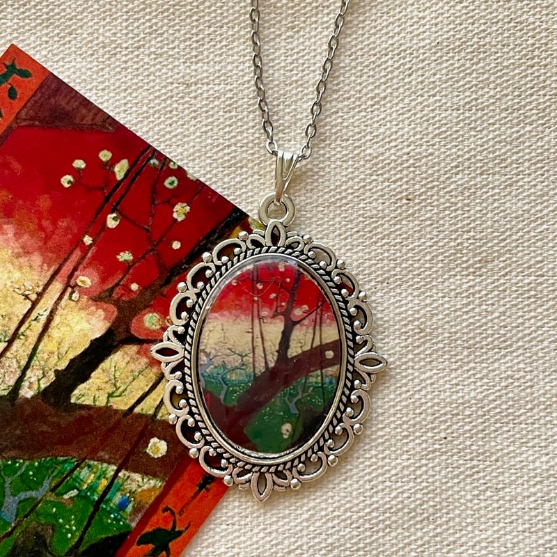 ゴッホ「梅」/アンティーク調ネックレスM/世界の名画アクセサリー