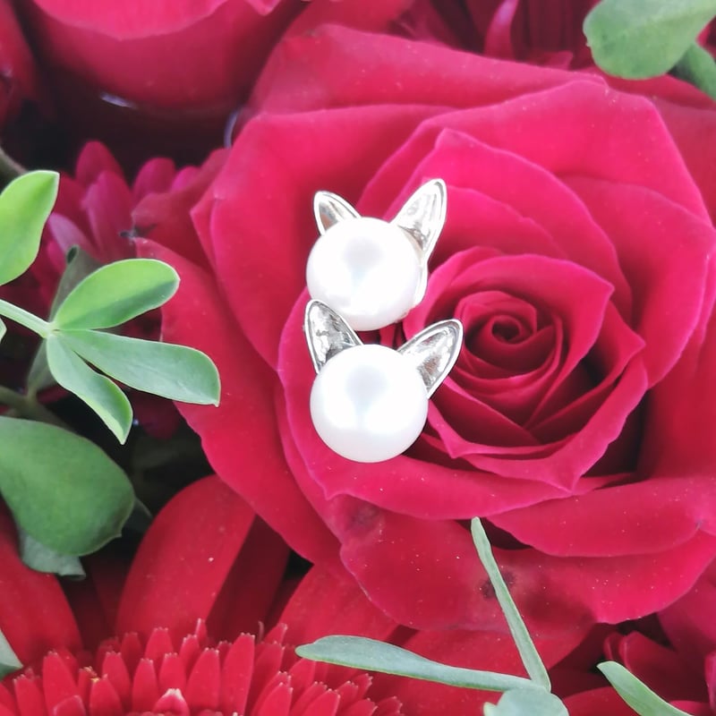 ねこ耳パールピアス/7mmパール | ジュエリー春日