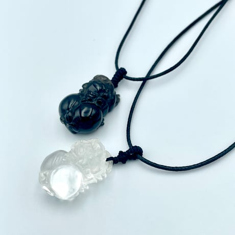 貔貅様（ヒキュウ様）の天然石ネックレス/クオーツ・スモーキークオーツ（水晶）