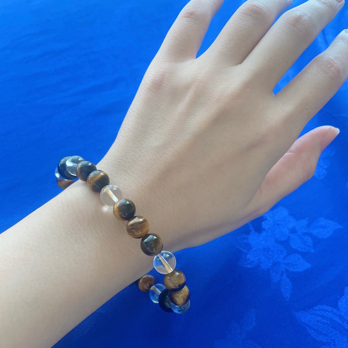 交通安全の天然石お守りブレスレット/タイガーアイ・クオーツ
