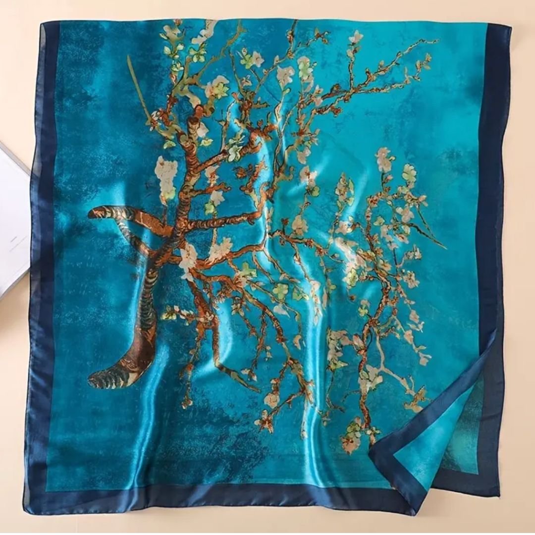 名画ショール｜ゴッホ《アーモンドの花》で彩るアートスカーフ