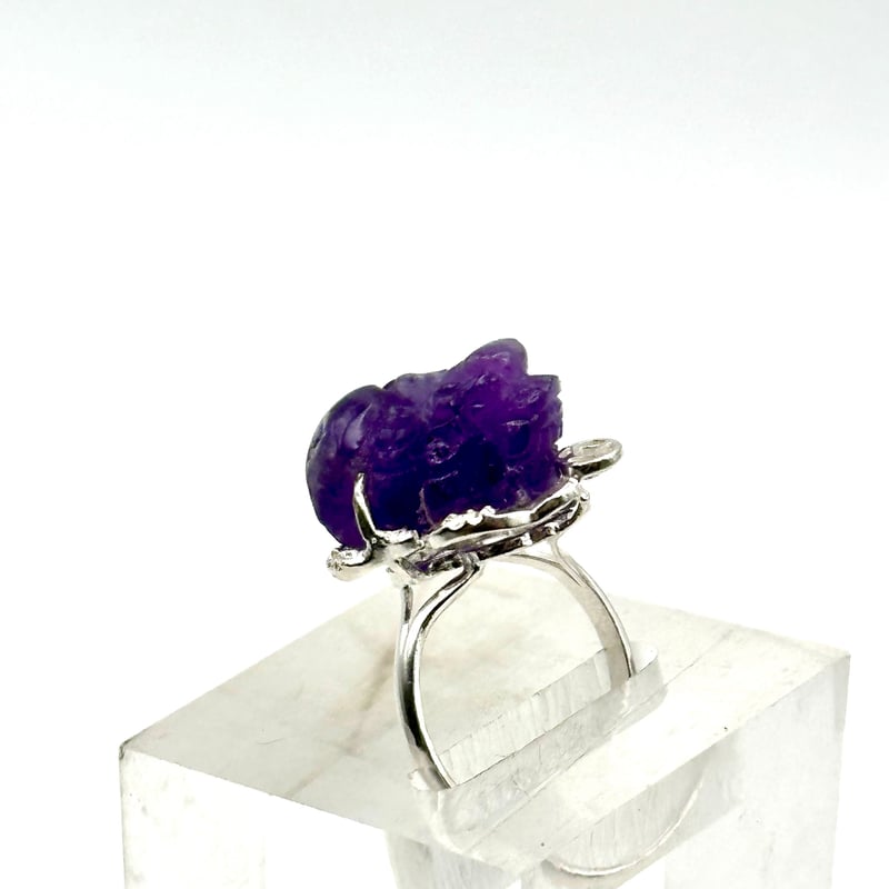 アメジスト貔貅リング｜彫刻天然石×財運のお守りリング | ジュエリー春日