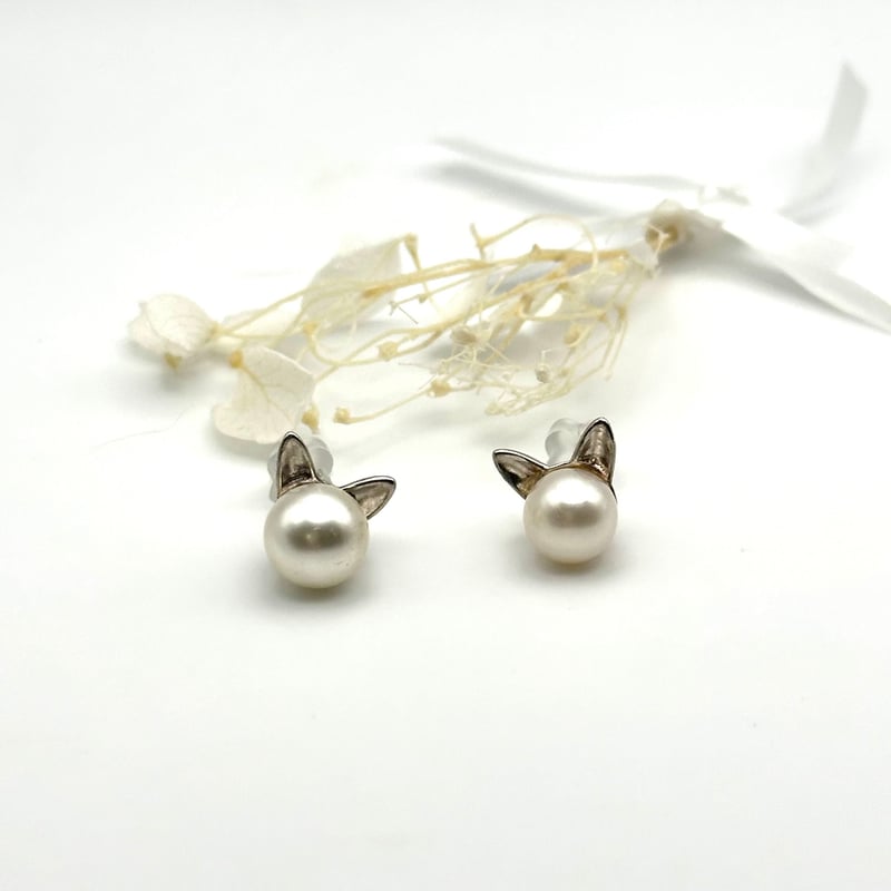 ねこ耳パールピアス/7mmパール | ジュエリー春日