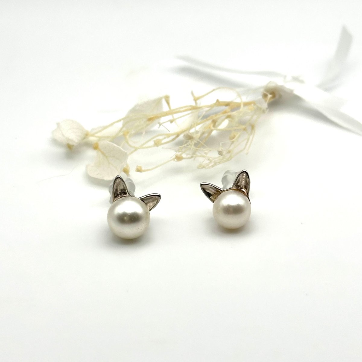 ねこ耳パールピアス/7mmパール | ジュエリー春日