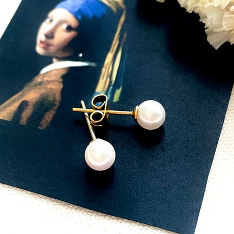 【アレルギー対応】あこや真珠の耳飾り パールピアス 5mm【6月の誕生石】