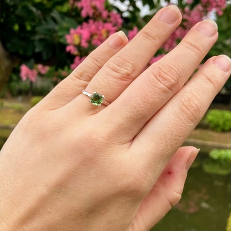 一粒 華奢リング/グリーンアパタイト0.77ct