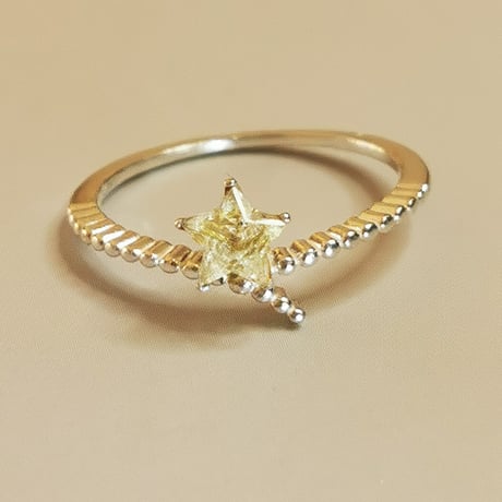 星水晶のデザインリング/星カット水晶
