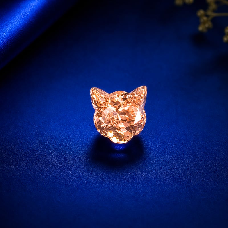 猫カットルース｜金運を引き寄せるシャンパンゴールド・お守り猫