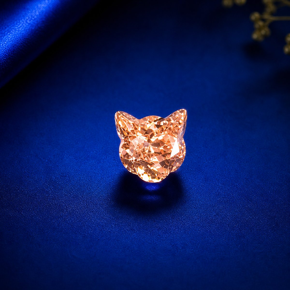 猫カットルース｜金運を引き寄せるシャンパンゴールド・お守り猫