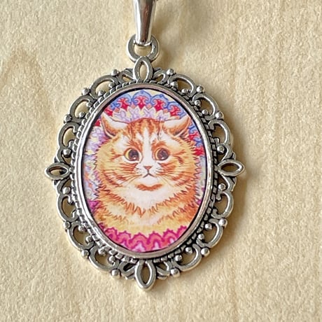 猫の画家ルイス・ウエインの猫の絵/アンティーク調ネックレス