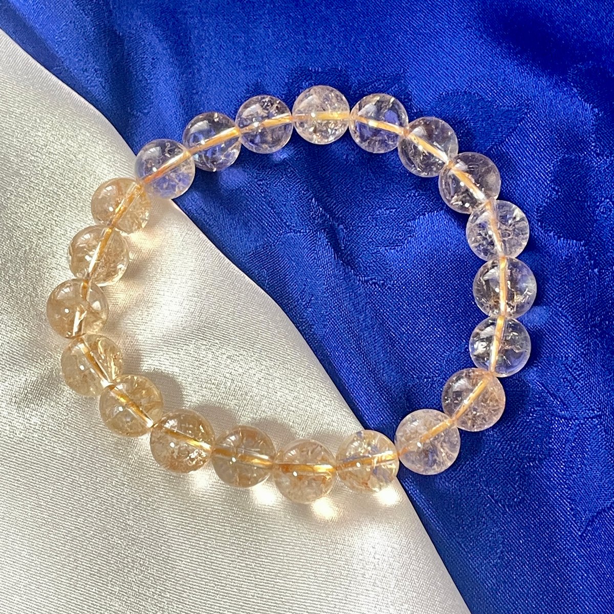 黄金の煌き：クラックシトリン10mmブレスレット ―ルチルクオーツ風の