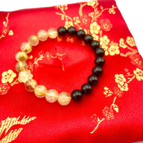【展示品】開運 ルチルクォーツ×オニキス 天然石ブレスレット｜ふるさと納税返礼品