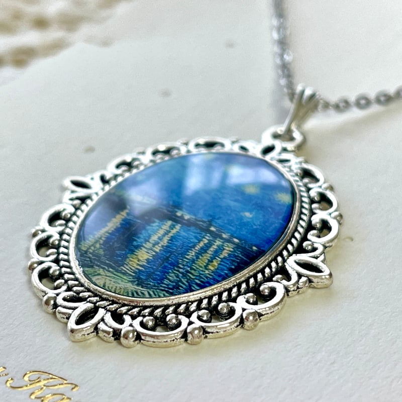 ラピスラズリ　ペンダント　ネックレス　ゴッホ　星月夜　ブローチ ラピスラズリ ペンダント ネックレス ゴッホ 星月夜 ブローチ