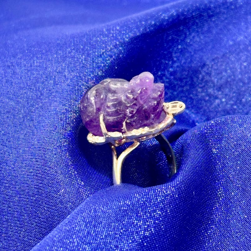 アメジスト貔貅（ひきゅう）リング｜天然石×金運のお守り