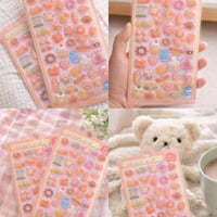 立体シール くまさんとパン ドロップシール 3Dシール ぷくぷくシール