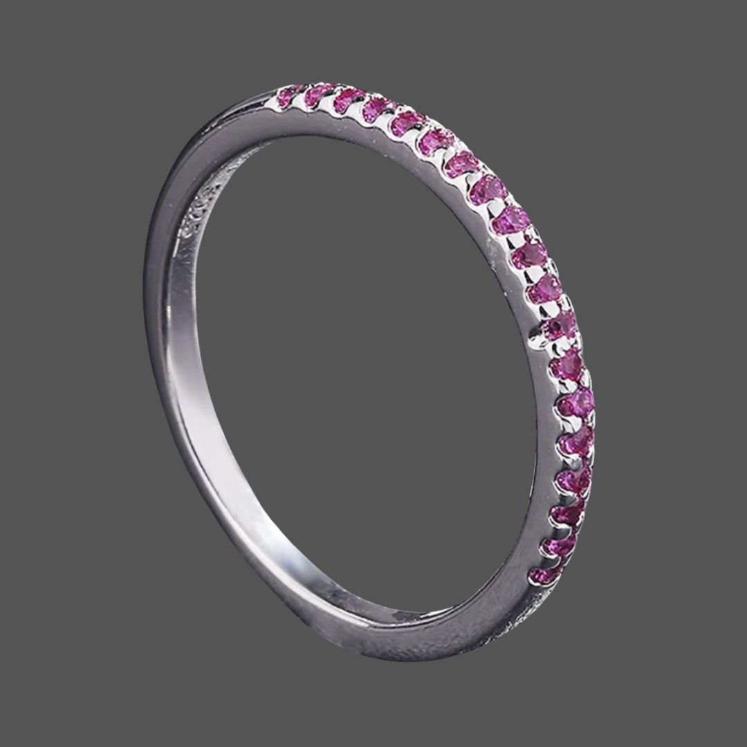 9月誕生石 ピンクサファイアリング｜ハーフエタニティ×シルバー925