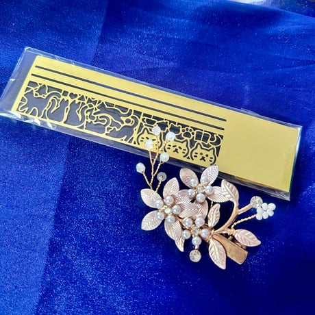猫クリップルーラー＆パールフラワーヘアクリップセット｜猫好きさんへのプレゼント・かわいい文具＆アクセギフト