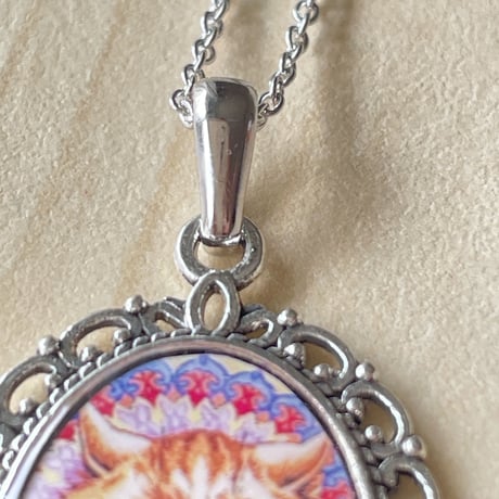 猫の画家ルイス・ウエインの猫の絵/アンティーク調ネックレス