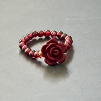 ガーネット天然石ビーズリング｜辰砂の薔薇