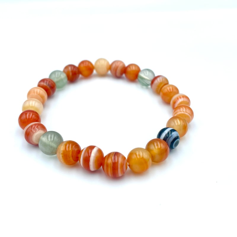 サードオニキス（縞瑪瑙/メノウ）の天然石ブレスレット/レッドアゲート