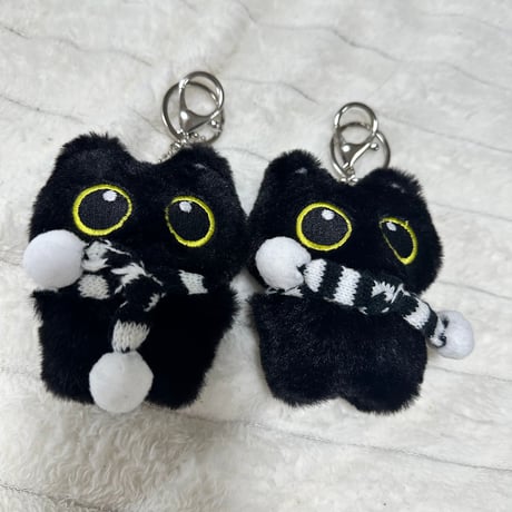 ふわもこ黒猫ぬいぐるみキーホルダー｜選べる各種シリーズ
