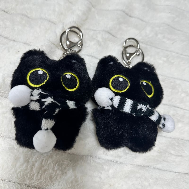 ふわもこ黒猫ぬいぐるみキーホルダー｜選べる各種シリーズ