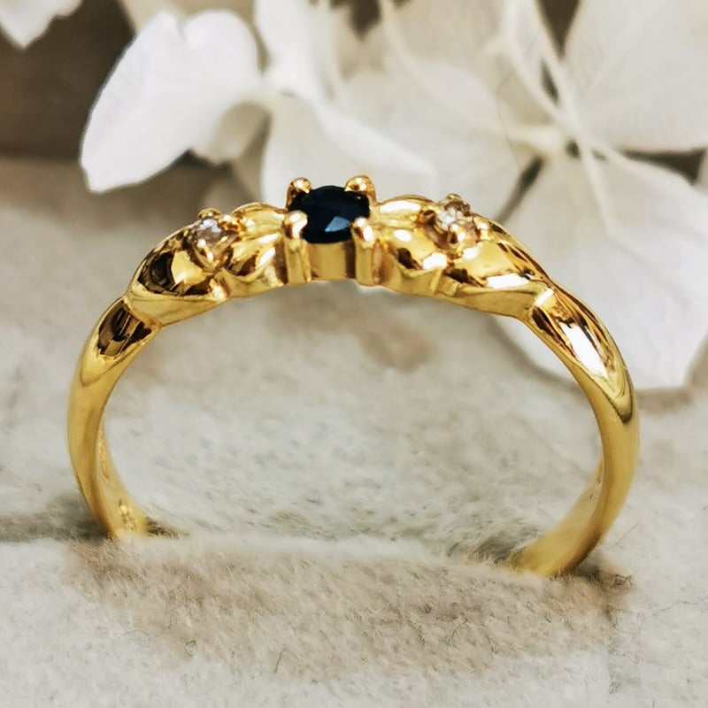 18金 サファイア デザインリング 18金 サファイア ダイヤモンド リング / K18 Sapphire diamond